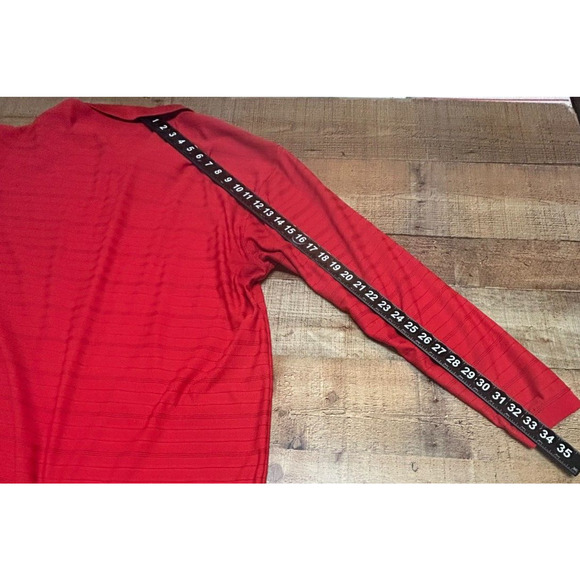 Nike‎ Golf Shirt Mens XL Red Stripe Fit Dry Long Sleeve Collared Polyester Polo - Picture 5 of 8